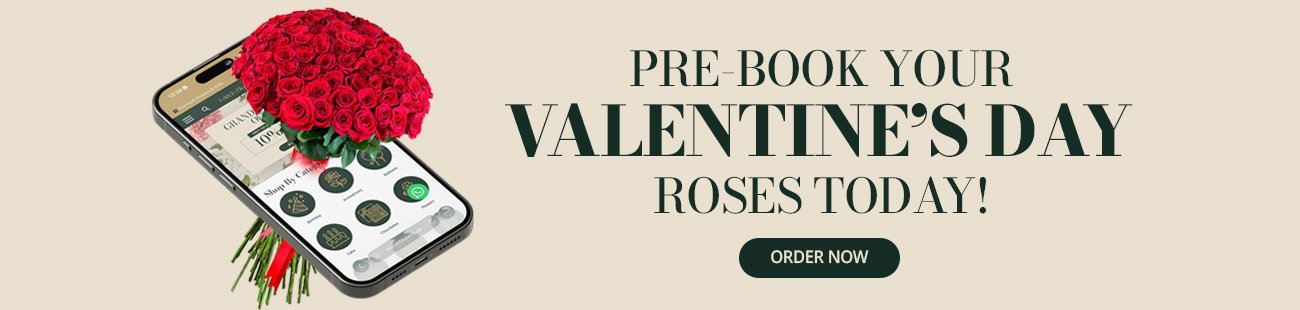 Pre-book Valentine's Day red roses bouquet online delivery Dubai - FaVish Blooms