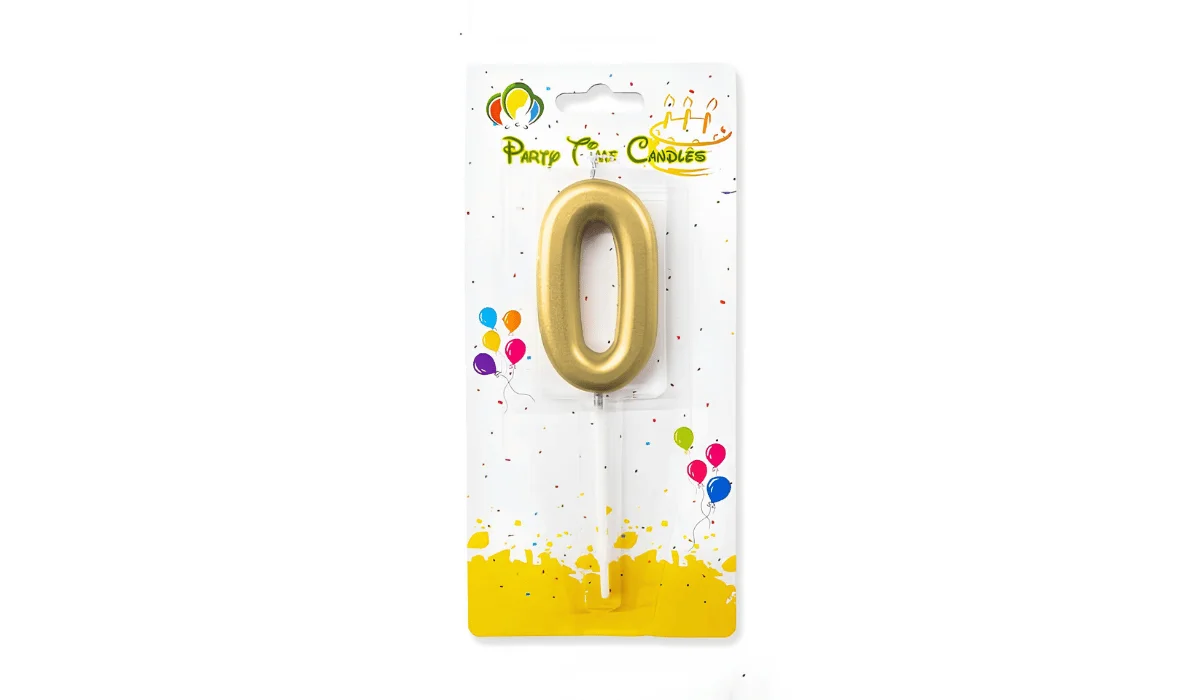 Metallic Golden Number 0 Candle