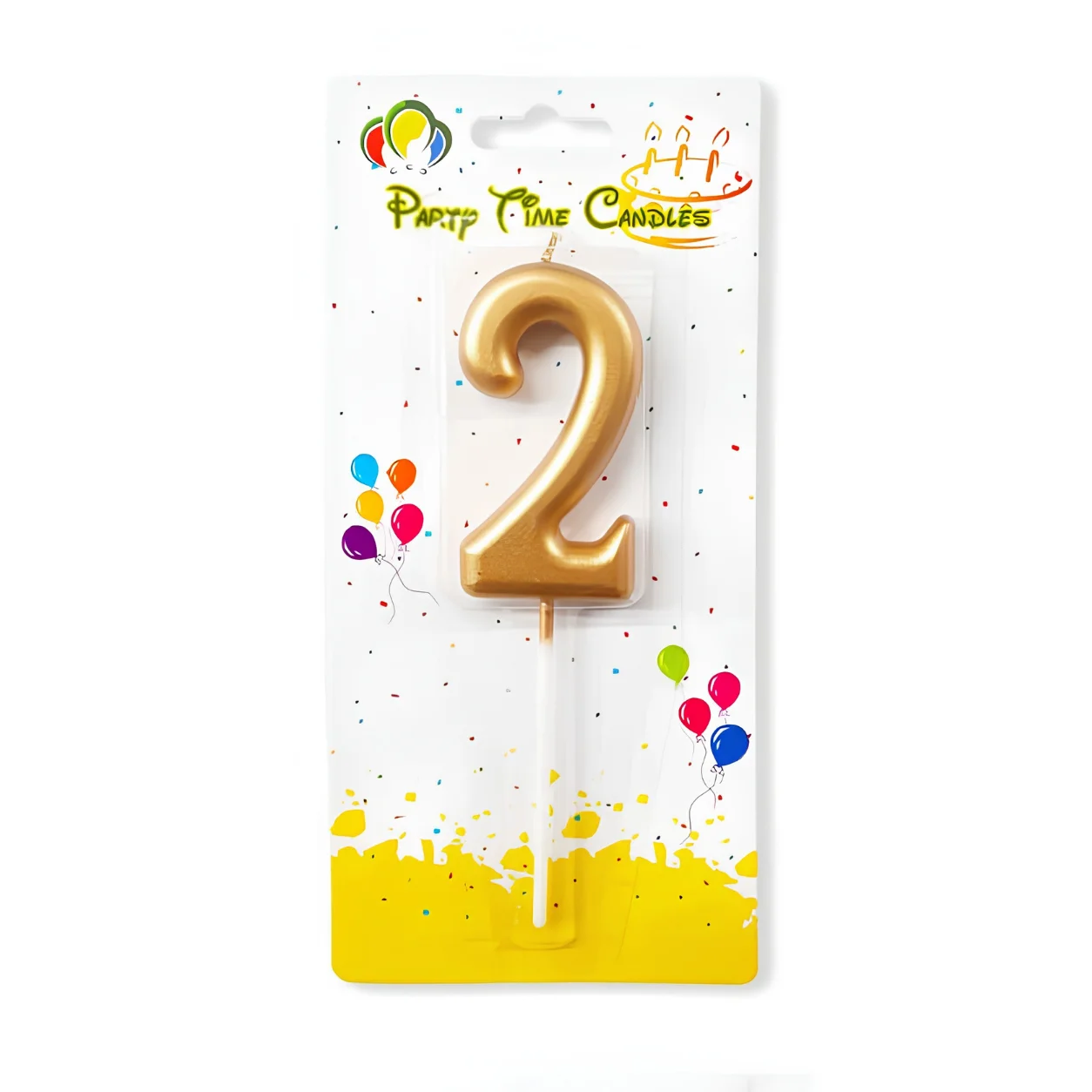 Metallic Golden Number 2 Candle