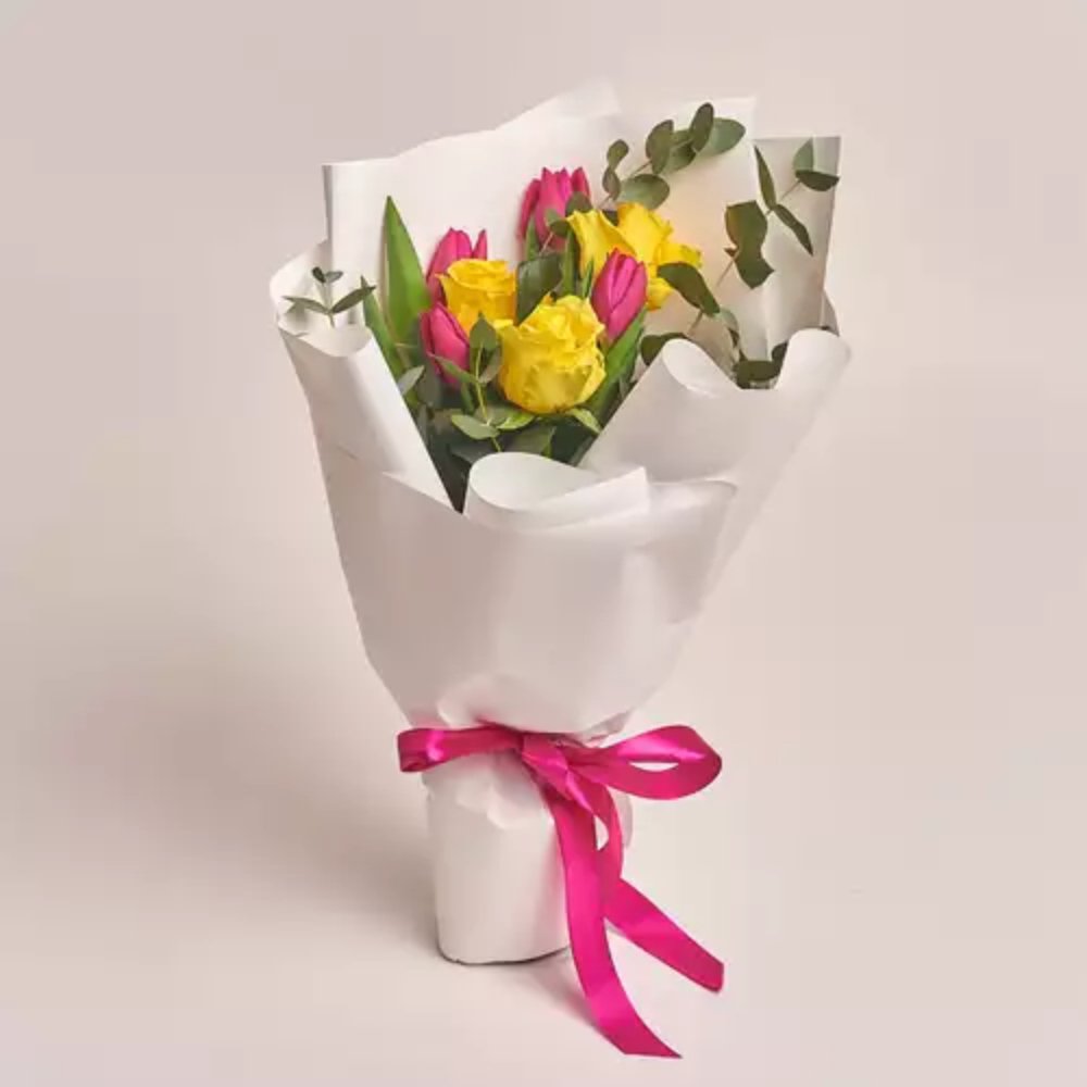 Sweet Harmony Tulip and Rose Bouquet
