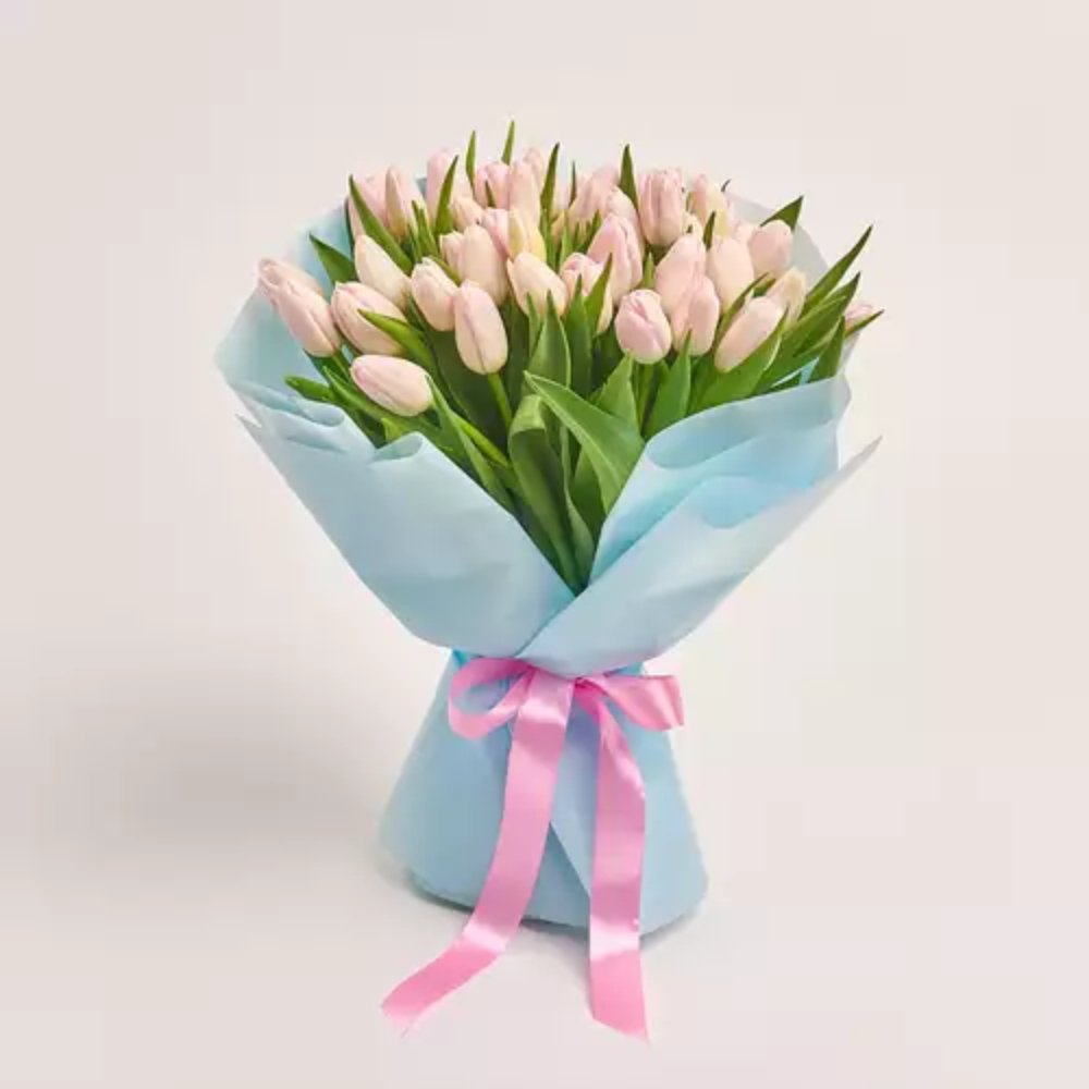 51 Light Pink Tulips Bouquet.