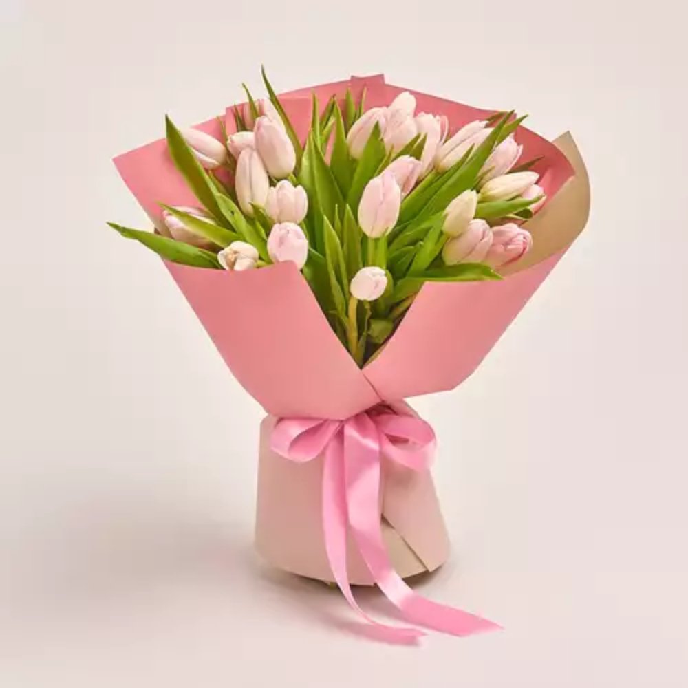 25 Light Pink Tulips Bouquet.