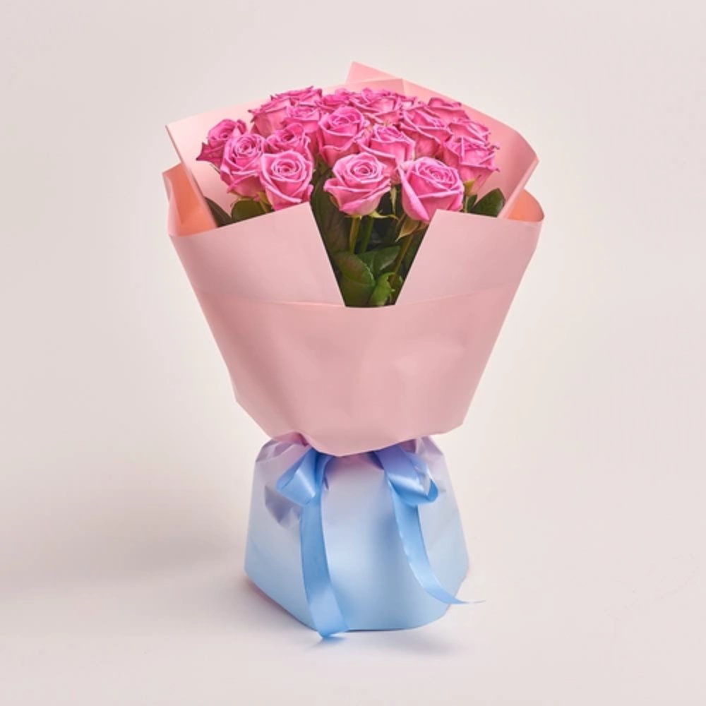 19 Roses Aqua Bouquet.
