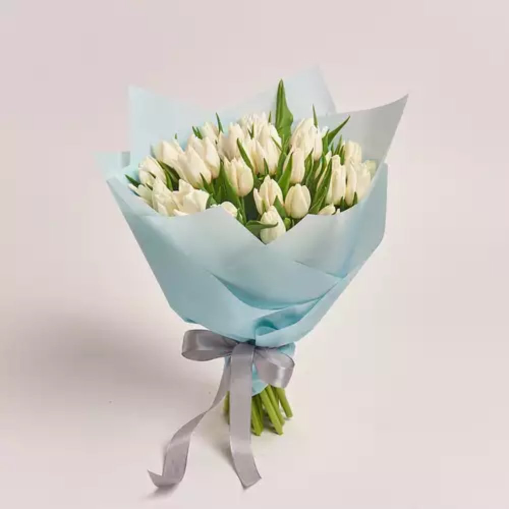 35 White tulips Bouquet.