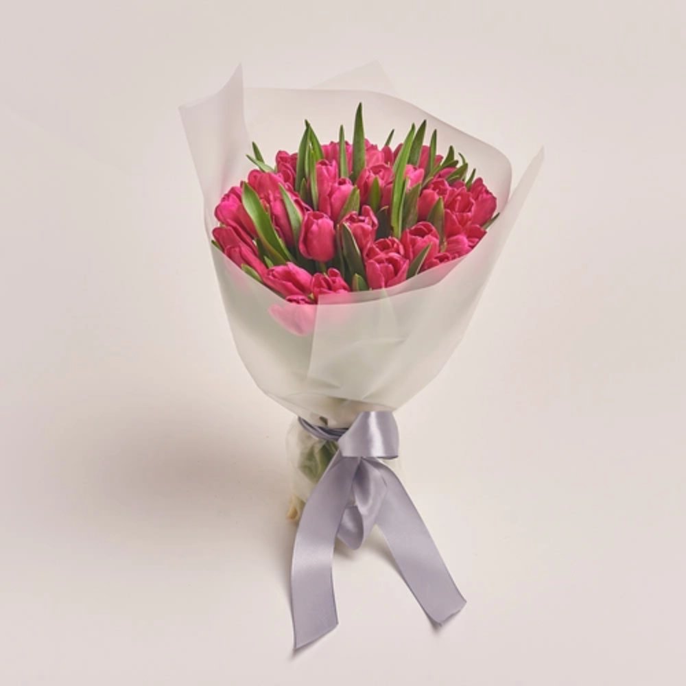 35 Hot pink Tulips Bouquet.