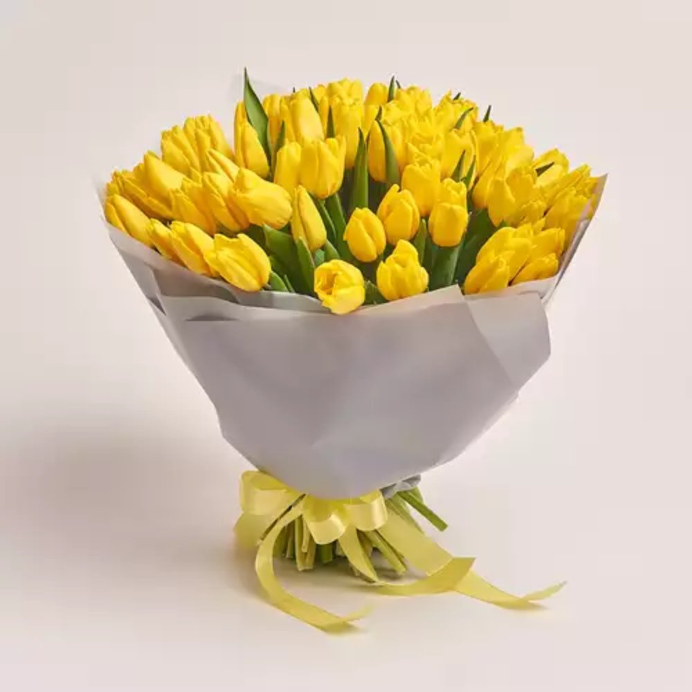75 Yellow Tulips Bouquet.