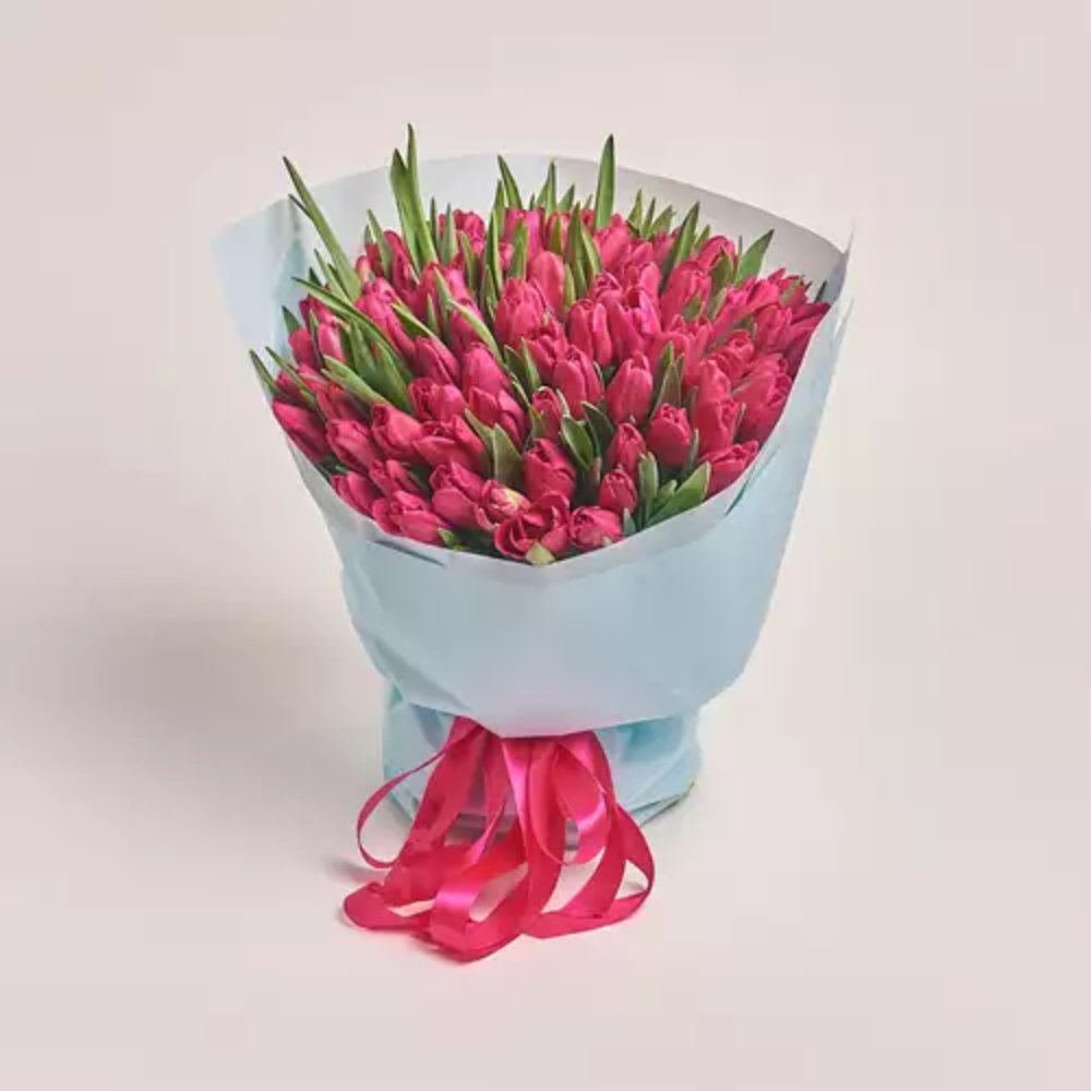 101 Hot pink tulip Bouquet.