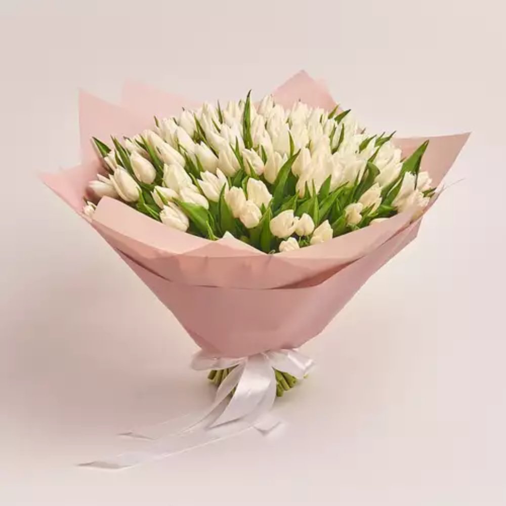 101 White tulip Bouquet.