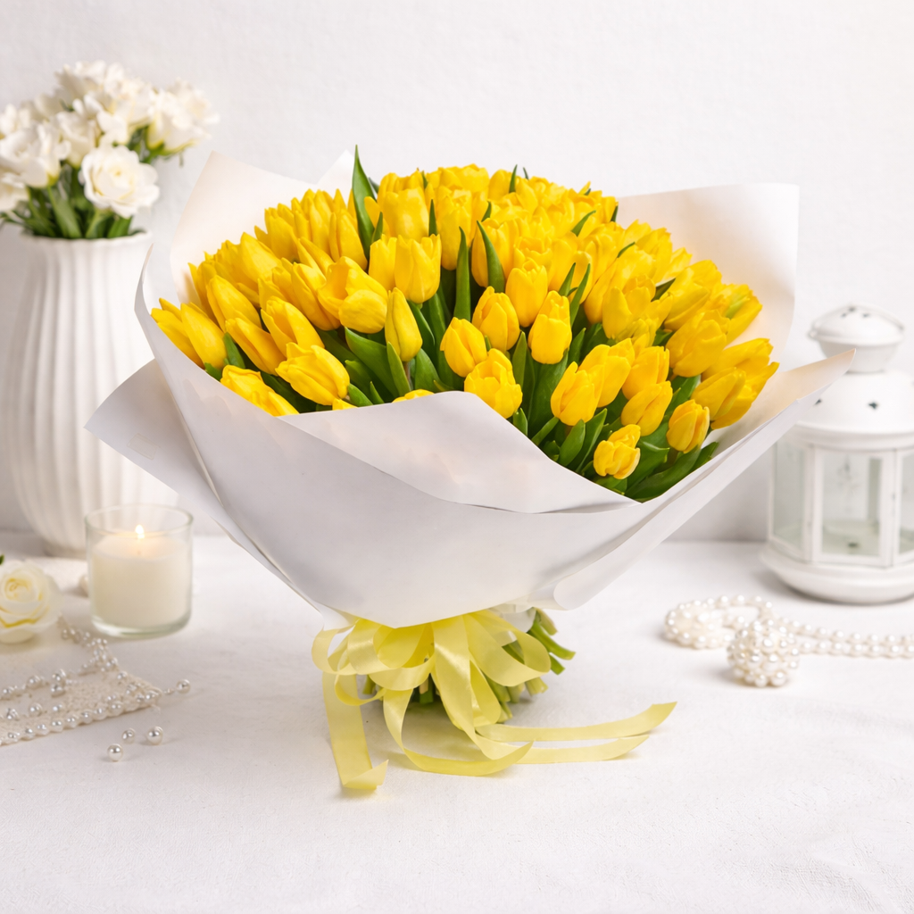 101 Yellow Tulip Bouquet.