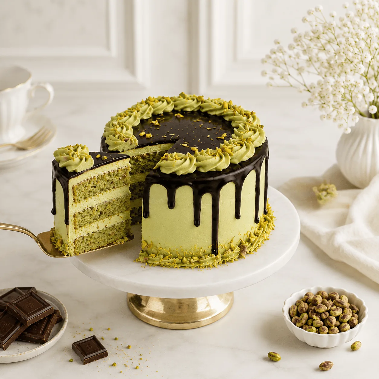 Pistachio Chocolate Drip Cake 4 Portion